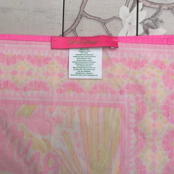 Lilly Pulitzer Pink and Yellow Patterned Scarf - Picture 7 of 7
